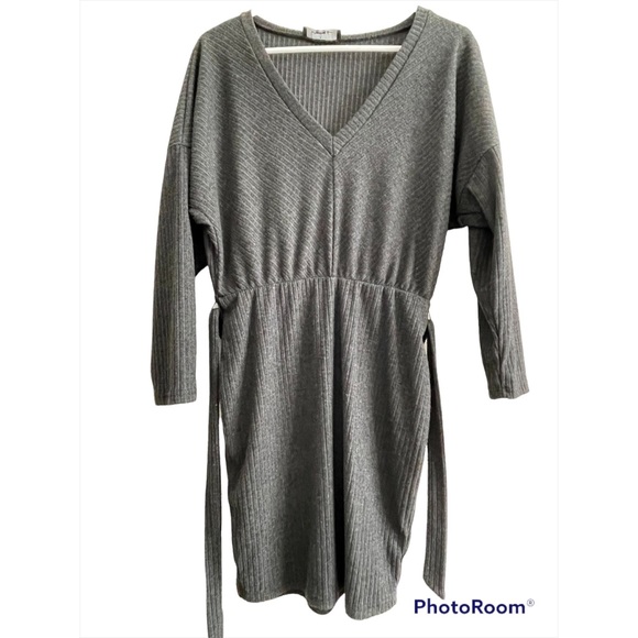 ✨Lulus Zariah Charcoal Grey Ribbed Knit Bodycon Sweater Dress NWOT Medium - Picture 6 of 6